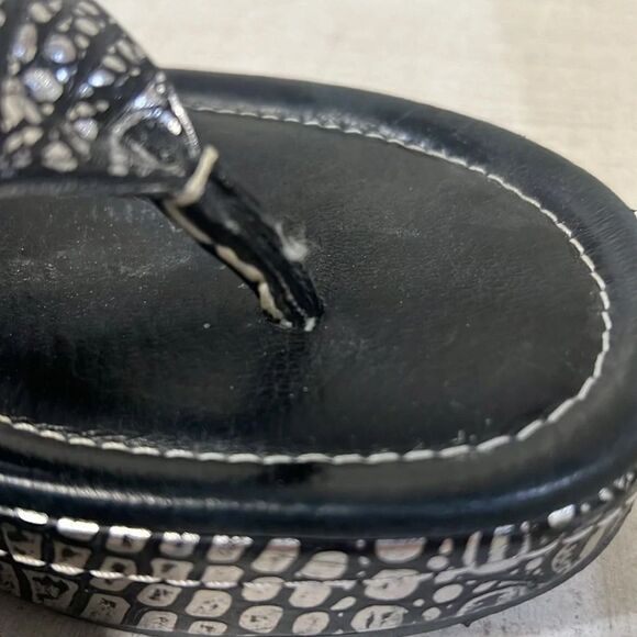 Donald J Pliner Sandals Shaheen Wedge Heels Slip on Thong Silver Size 8 - Picture 8 of 16